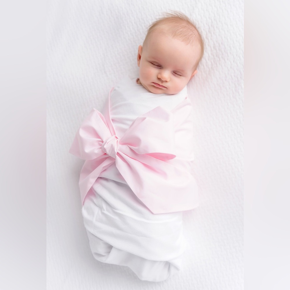 The Beaufort Bonnet Company Bow Swaddle- Palm Beach Pink
